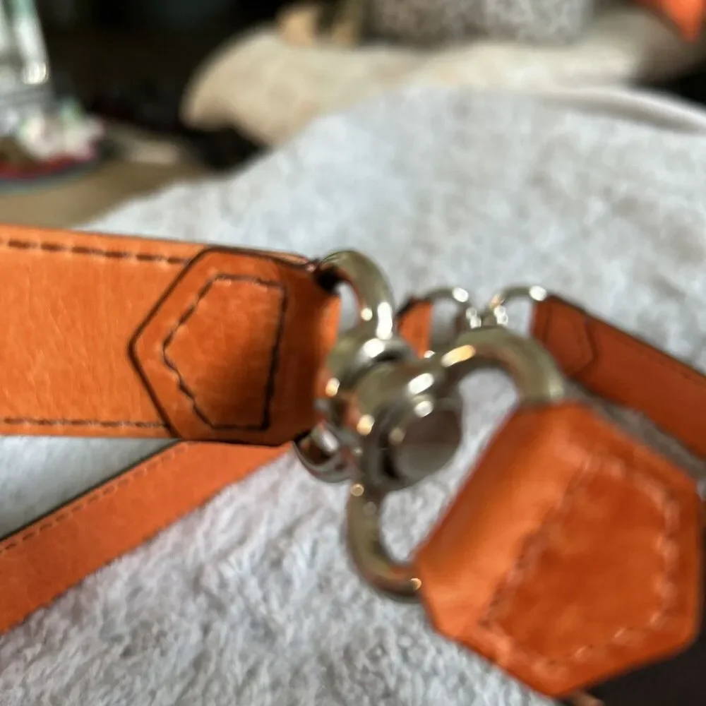 Vintage Nbel Belt Brown and Orange Swivel Made In Italy  36”